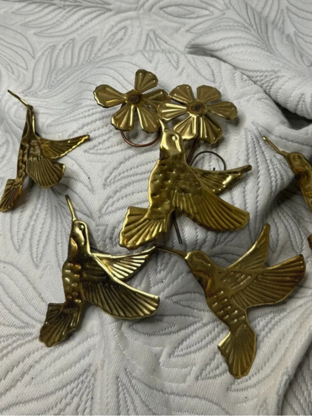 Gold Hummingbird and Flower Wall Decor - Elegant Metal Accent